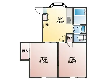 フローラルシティ(2DK/1階)の間取り写真