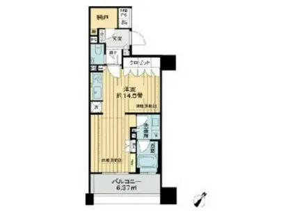 ライオンズシティ東京タイムズプレイス(ワンルーム/13階)の間取り写真