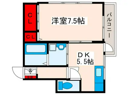 斉藤ハイツ(1DK/2階)の間取り写真