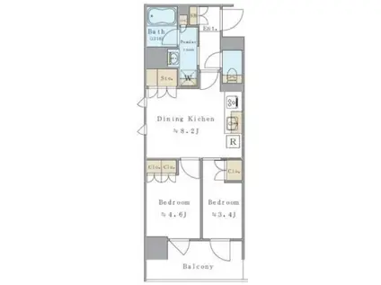 BRILLIA IST 両国 BRILLIA IST 両国(2DK/7階)の間取り写真