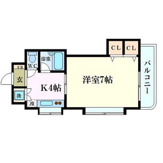 ベルレージュ二葉の里(1K/8階)の間取り写真