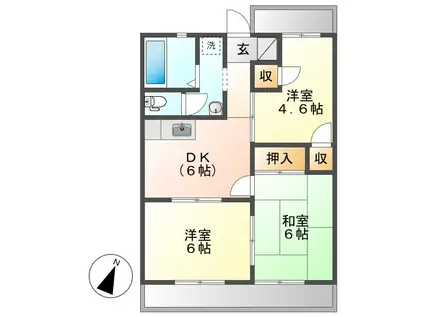 ドメスティックカーサ(3DK/2階)の間取り写真