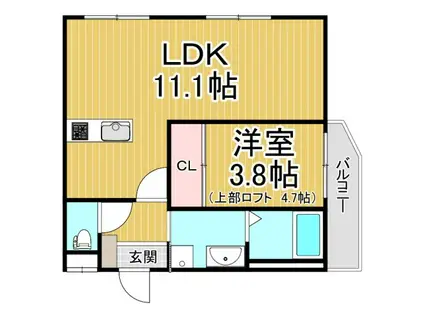 MICAELENOKURAKUEN(1LDK/1階)の間取り写真