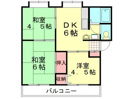 サンハイツA(3DK/2階)の間取り写真