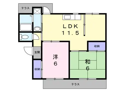 新賀暁マンション(2LDK/1階)の間取り写真