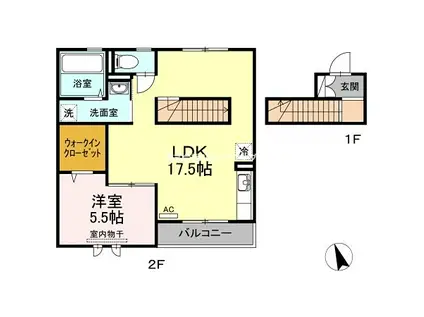 ロイヤルテラス(1LDK/2階)の間取り写真