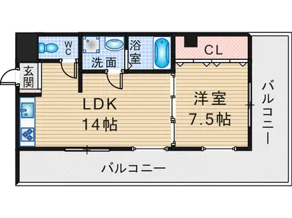 長尾第1ビル(1LDK/4階)の間取り写真