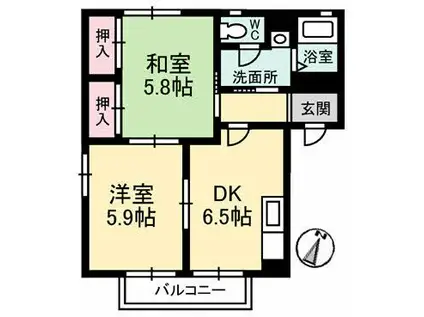 ガーデンライフ島田A棟(2DK/2階)の間取り写真