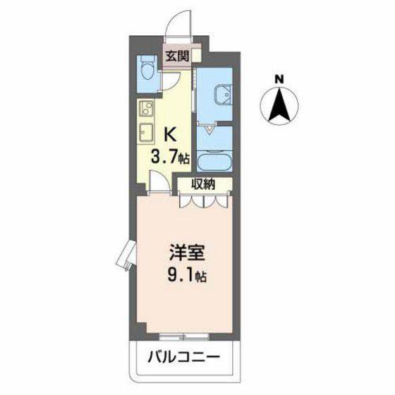 アセント西原(1K/2階)の間取り写真