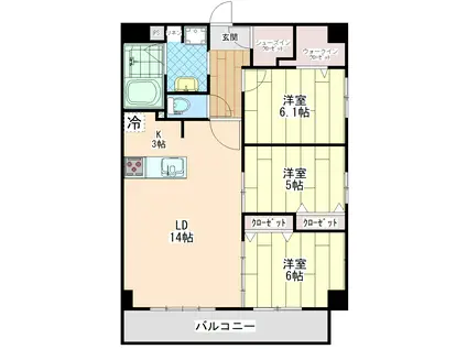 フェンテ ヴァレー(3LDK/1階)の間取り写真