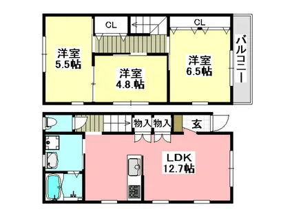 PASSERA彩都(3LDK/2階)の間取り写真