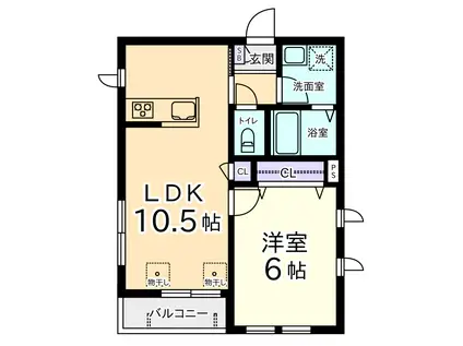 PENATES笹塚(1LDK/2階)の間取り写真
