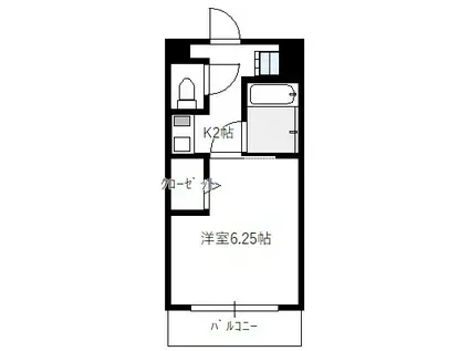 WHITE楽々園(1K/3階)の間取り写真