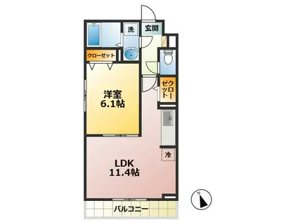 エクセルアヴェニュー(1LDK/1階)の間取り写真