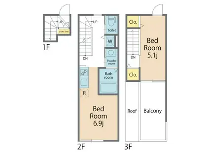 ミハス馬込(1DK/2階)の間取り写真