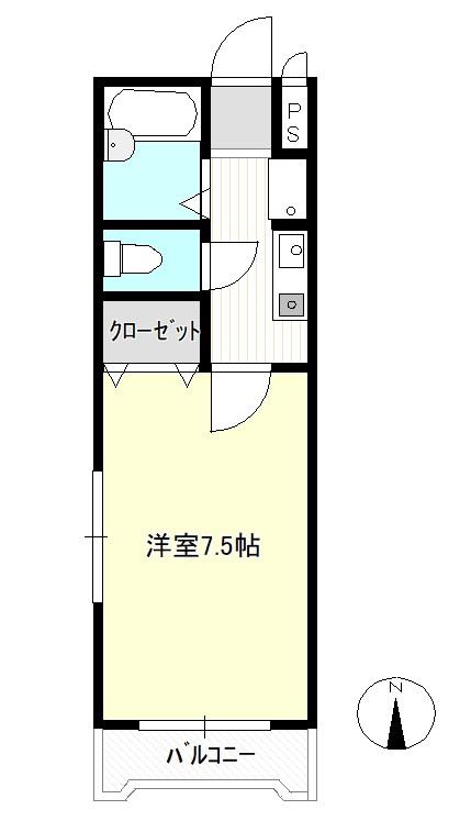 ウエストヒルズ野田D棟(1K/1階)の間取り写真