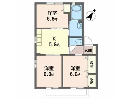 シャーメゾンブルーム I(3K/2階)の間取り写真