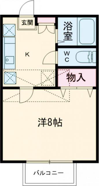 VINO若林(1K/2階)の間取り写真