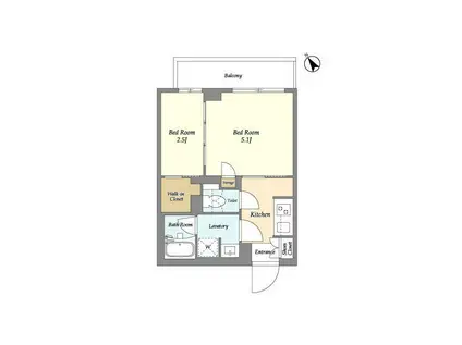 ルネサンスコート東中野(2K/1階)の間取り写真