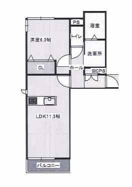 ウィルディコートI(1LDK/1階)の間取り写真