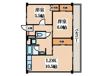 ビレッジハウス城蓮寺(2LDK/4階)の間取り写真