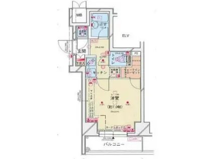 パレステュディオディム大森(1K/6階)の間取り写真