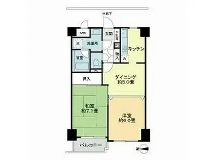 プレステップエーキューブ(2DK/6階)の間取り写真