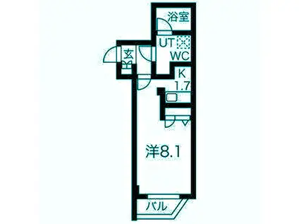スパシエソリデ目黒(1K/4階)の間取り写真