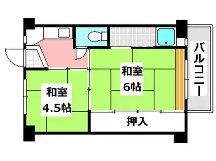 ビレッジハウス高田 3号棟(2K/4階)の間取り写真
