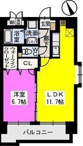 ベスタ櫛原(1LDK/8階)の間取り写真