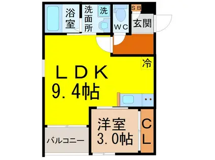 レガリストEN黒川(1LDK/3階)の間取り写真