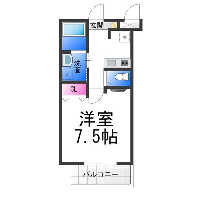ジーイーキャトフ(1K/4階)の間取り写真