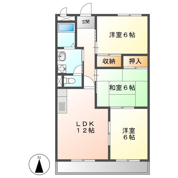 HKハイツ(3LDK/3階)の間取り写真