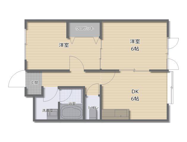 クレールアイH(2DK/2階)の間取り写真