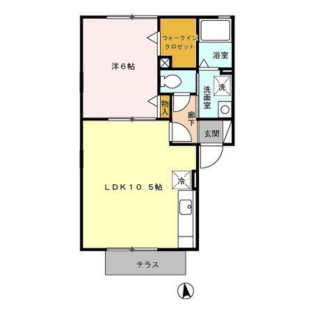 リヴェール(1LDK/1階)の間取り写真