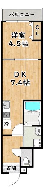 フジパレス御幣島(1LDK/1階)の間取り写真