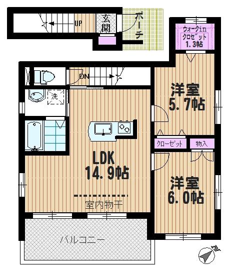セレーノ(2LDK/2階)の間取り写真