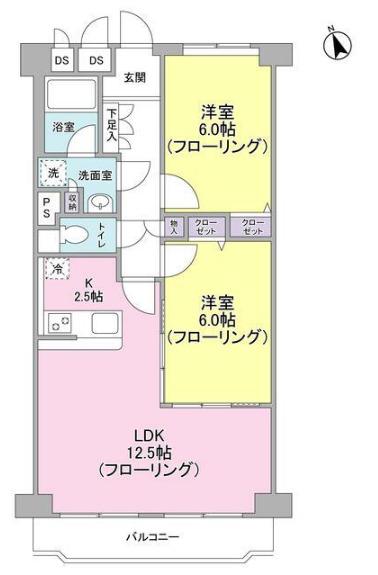 エーデルコートもえぎ野(2LDK/3階)の間取り写真