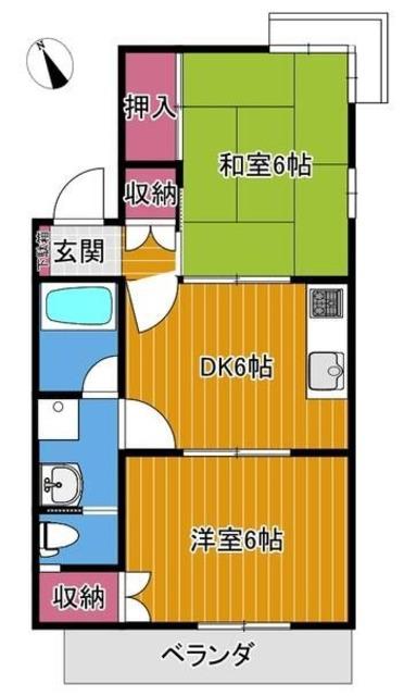 ビブリオ西荻(2DK/2階)の間取り写真