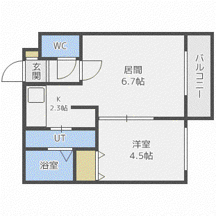 ペルージュ菊水(1LDK/4階)の間取り写真