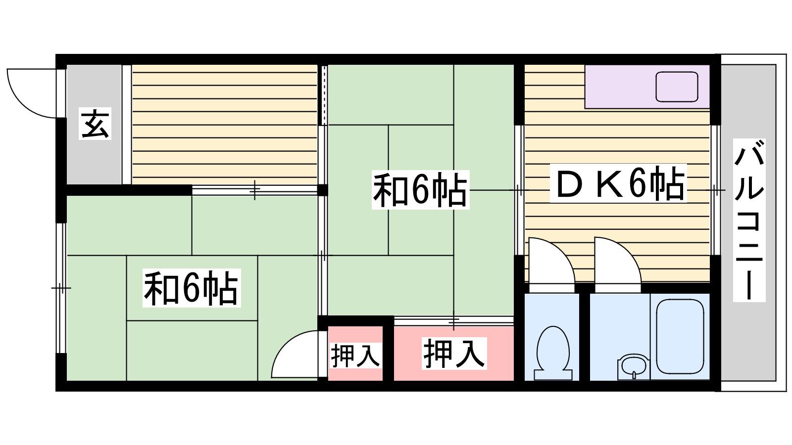 道本グリーンハウス(2DK/4階)の間取り写真