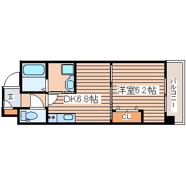 リージア勾当台公園(1DK/8階)の間取り写真