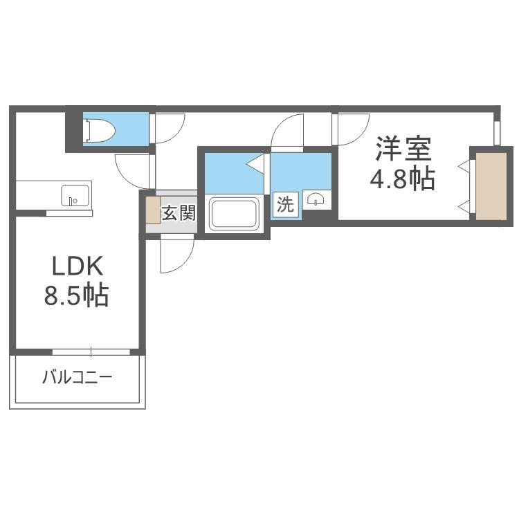 JR鹿児島本線 笹原駅 徒歩10分 3階建 築1年(1LDK/2階)の間取り写真