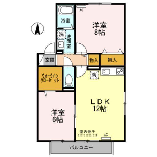 グランシャリオ堀川 C(2LDK/2階)の間取り写真