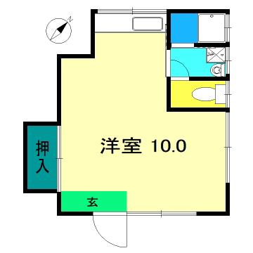 宮田アパート I(ワンルーム/2階)の間取り写真