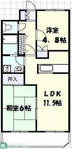 グランチェスタII(2LDK/1階)の間取り写真
