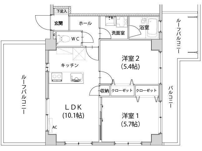グランドメゾンM(2LDK/4階)の間取り写真