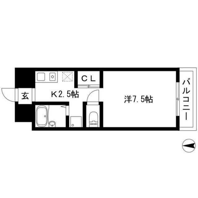 アドミール栄生(1K/5階)の間取り写真