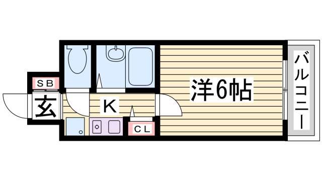 エスリード新神戸(1K/2階)の間取り写真