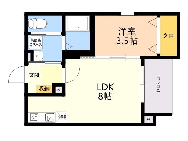ROBOT HOME井尻Ⅲ(1LDK/2階)の間取り写真